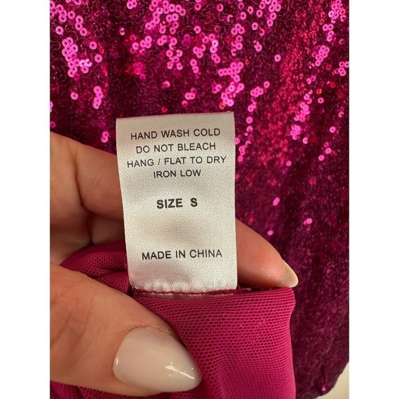 NWT 12th Tribe Unstoppable Fuchsia Sequin Mini Dress SML - Picture 9 of 9